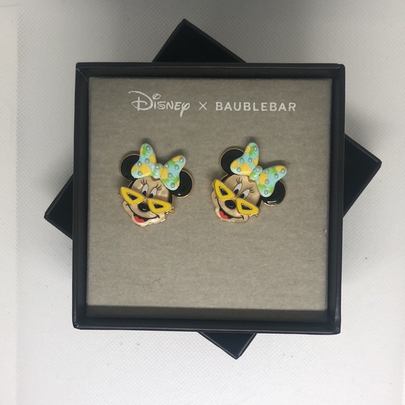 NEW Disney X Baublebar Disney Gold Minnie Mouse Summer Beach Bow Earrings - Picture 11 of 12